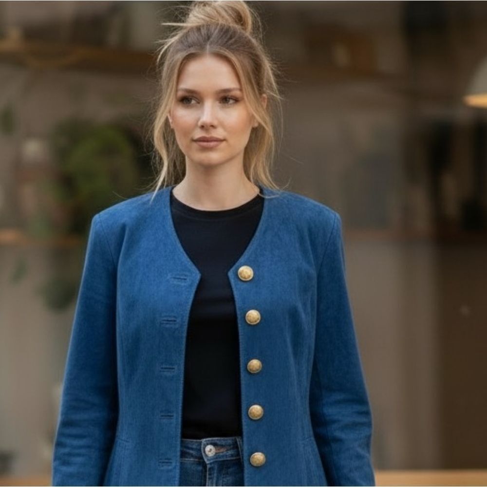 Vintage Suede Danier Peacock Blue Blazer